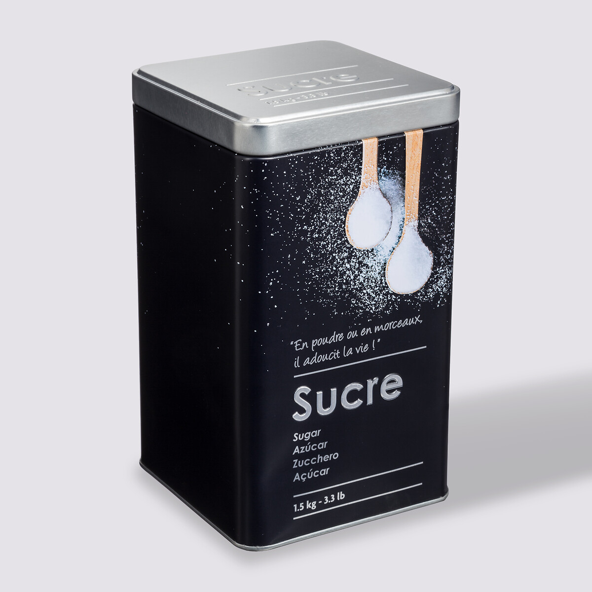 Boîte à sucre poudre métal, noir Black edition