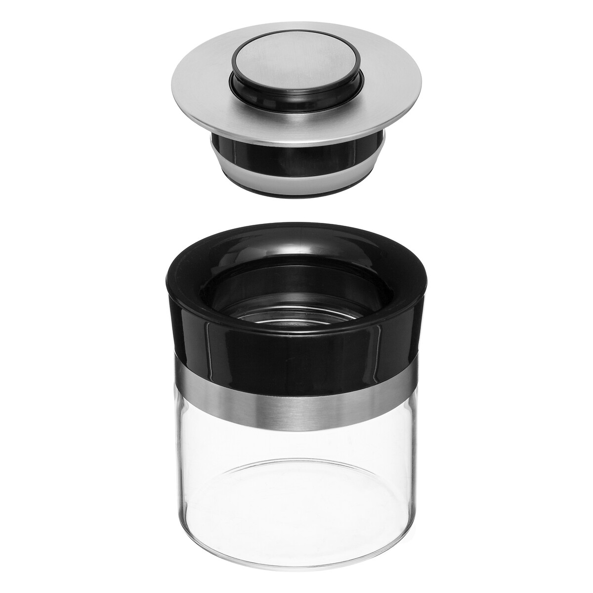 Bocal verre couvercle push inox 0,7l Pusheat