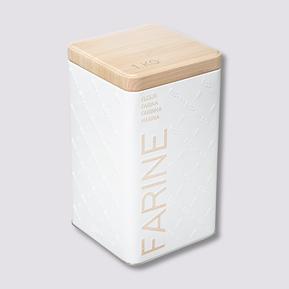 Boîte à farine 1kg métal, blanc Scandi nature