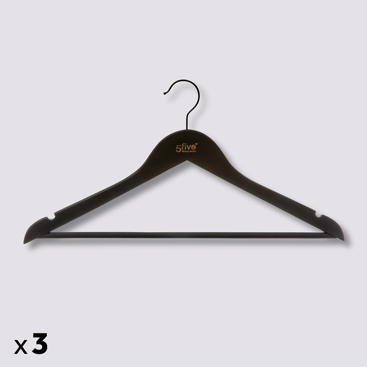 Lot de 3 cintres en bois, noir Hang'up