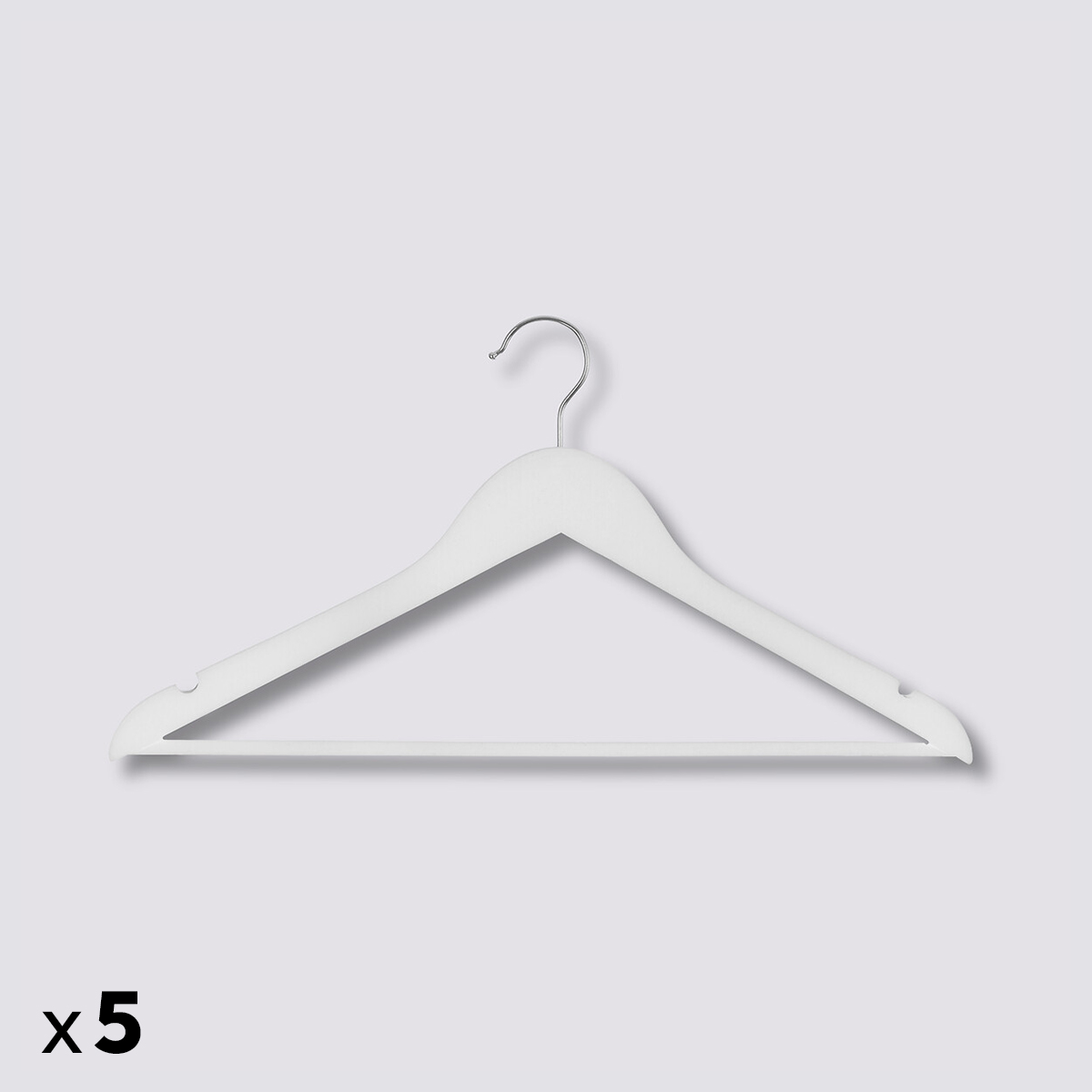 Lot de 5 cintres en bois, blanc Hang'up