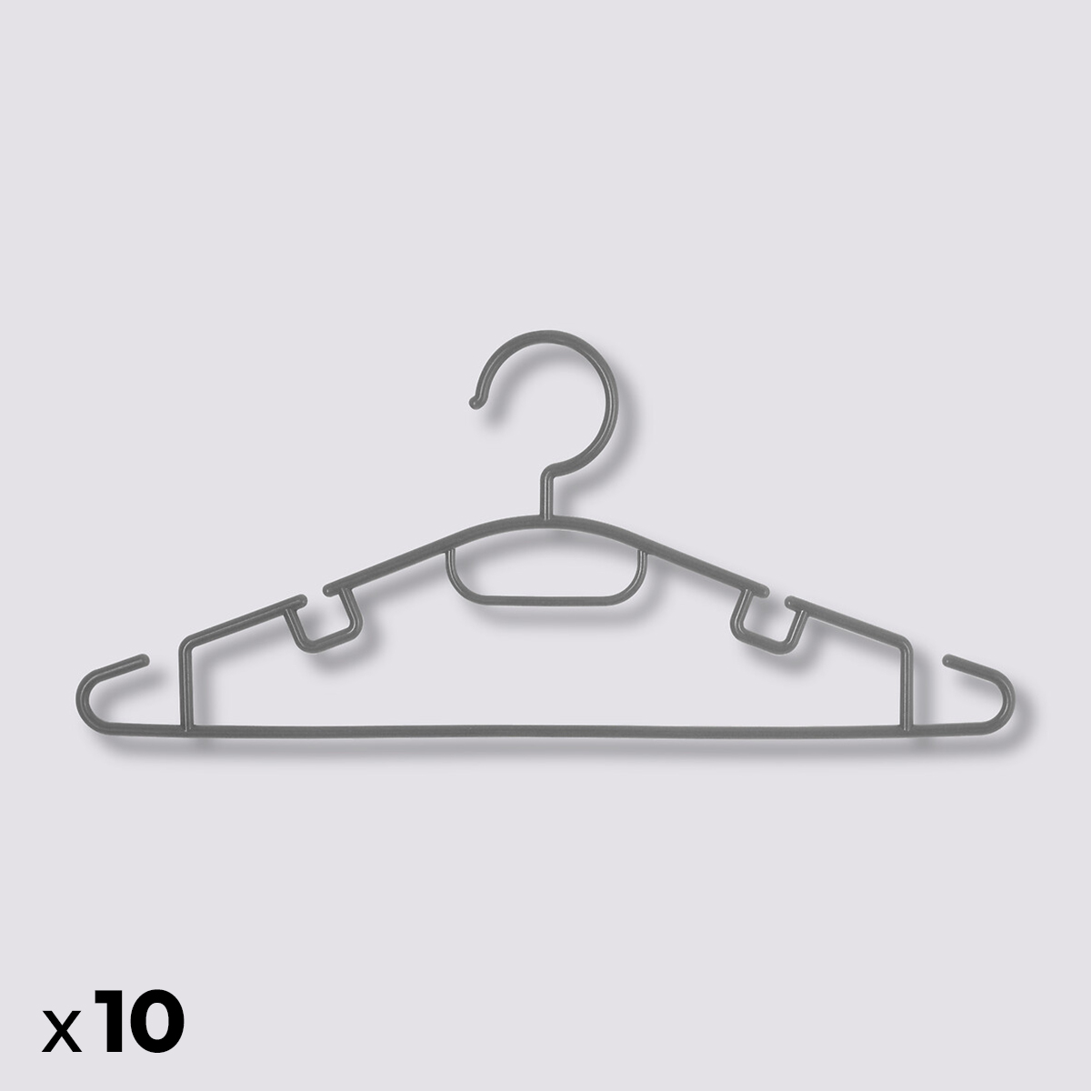 Lot de 10 cintres en plastique, gris Hang'up