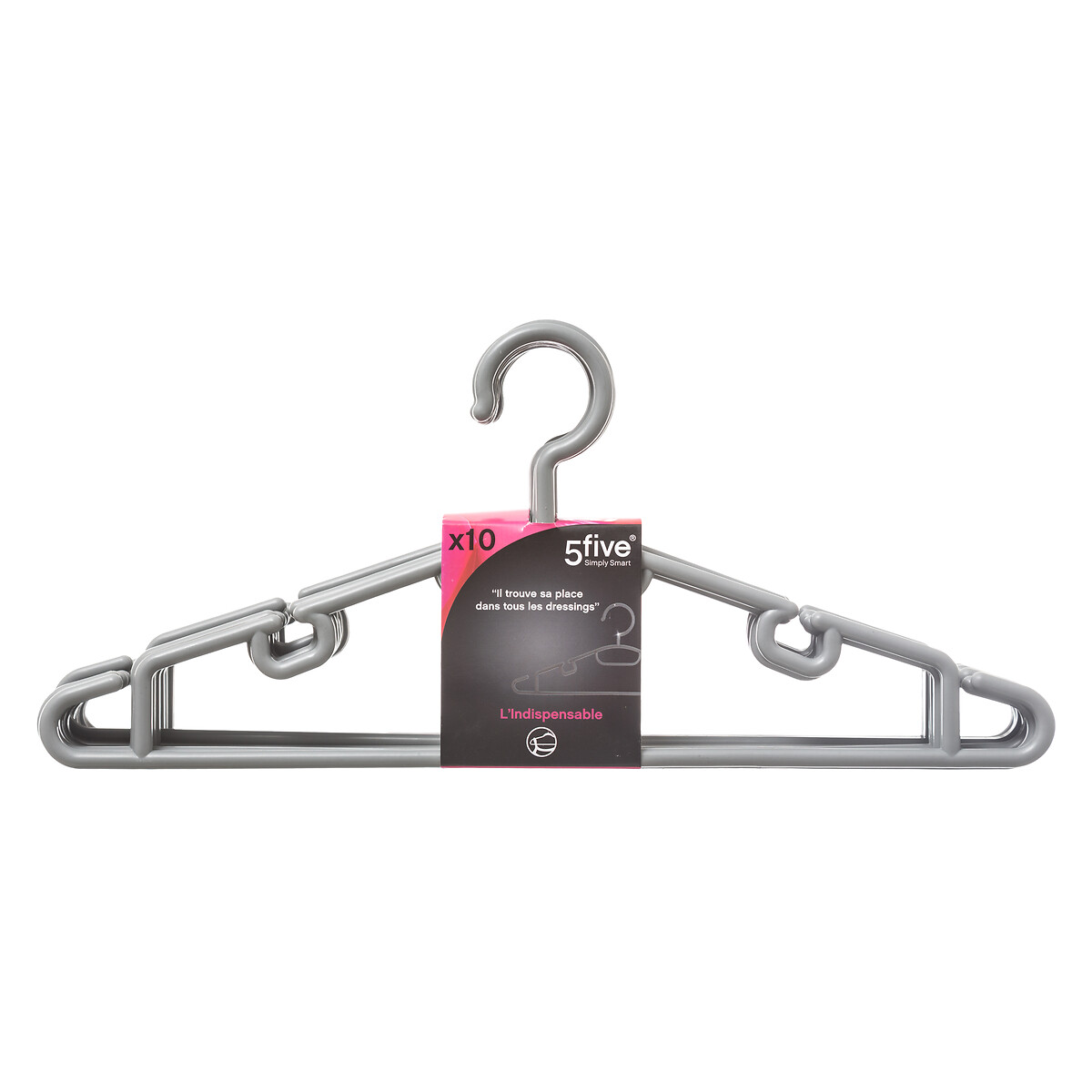 Lot de 10 cintres en plastique, gris Hang'up
