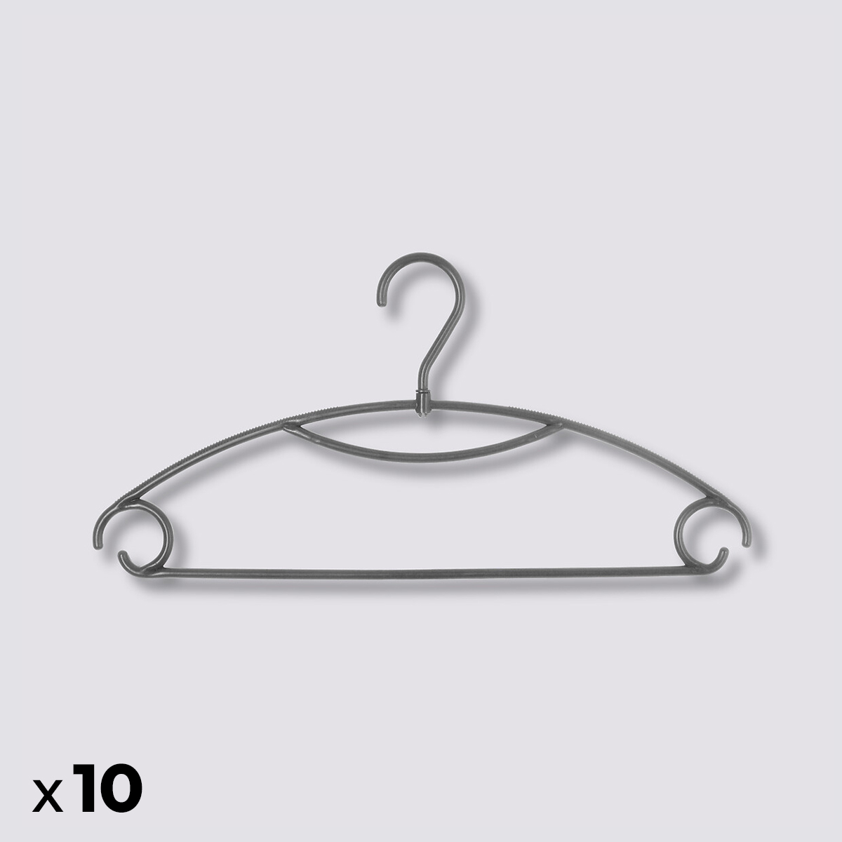 Lot de 10 cintres rotatifs, platisque gris Hang'up