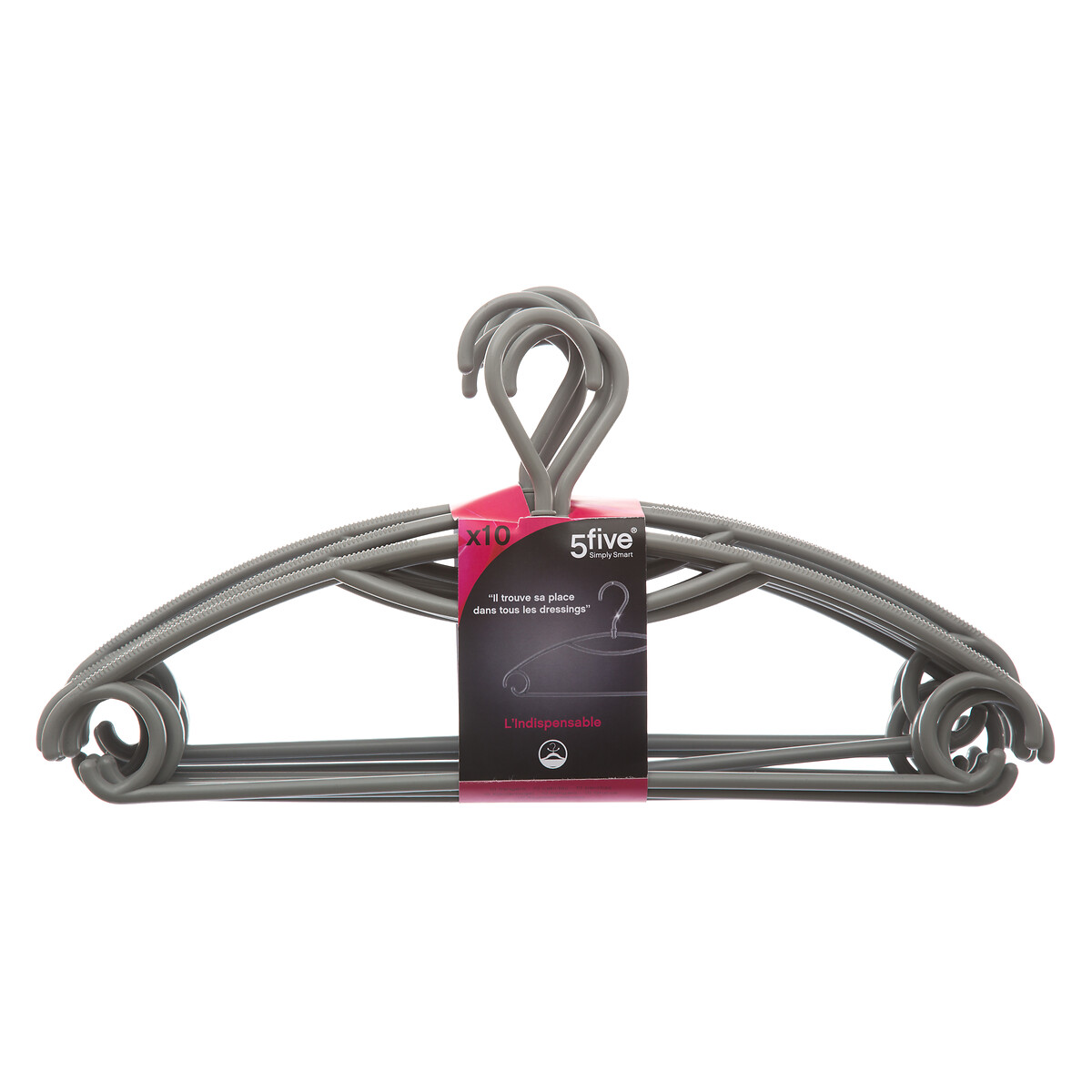 Lot de 10 cintres rotatifs, platisque gris Hang'up