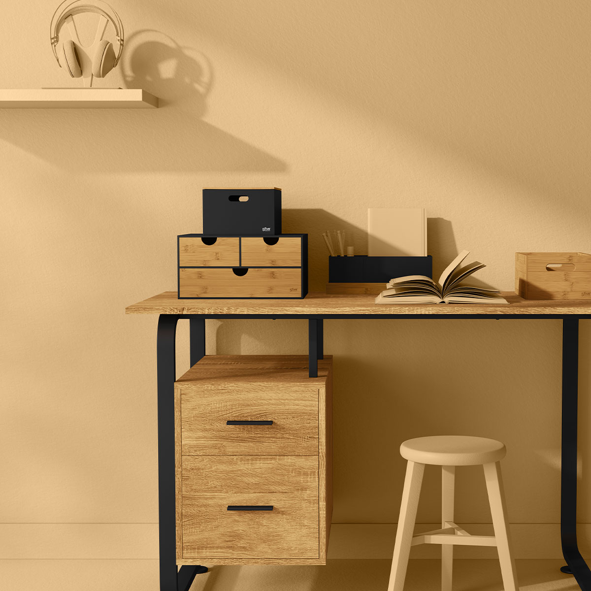 Organiseur amovible bambou, noir Bava