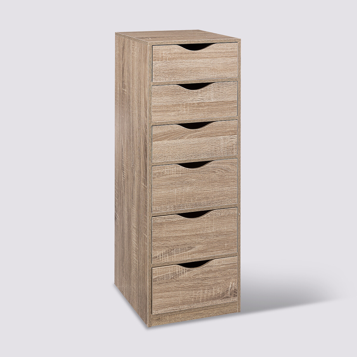 Caisson 6 tiroirs, effet bois naturel 
