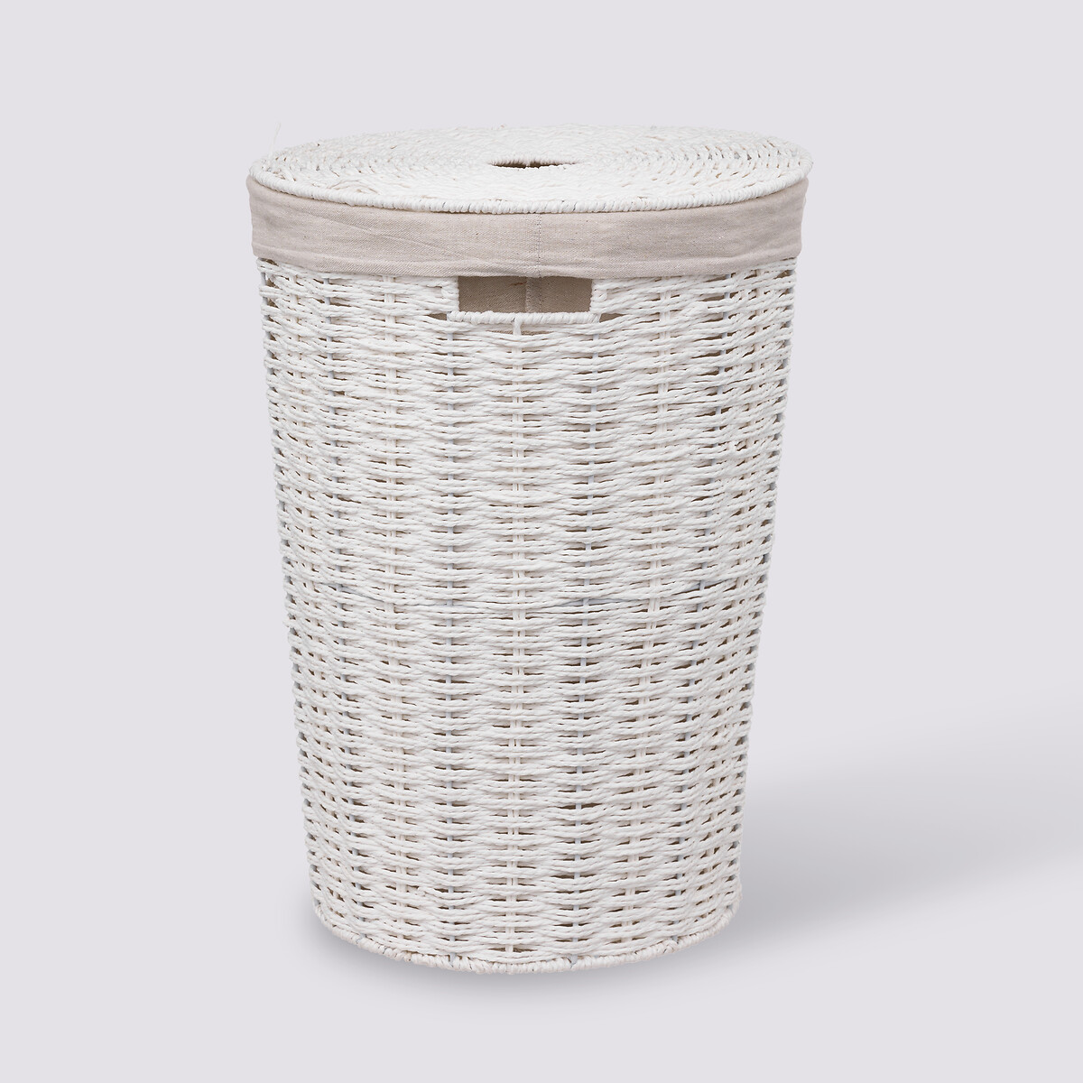 Panier à linge rond 40l, blanc Vannerie