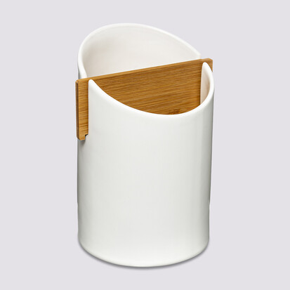 Pot à ustensiles 2 compartiments, blanc Seramik