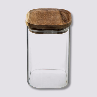 Bocal verre couvercle acacia 1l Hermet