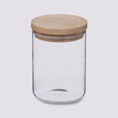 Bocal verre couvercle bois 0,6l Hermet