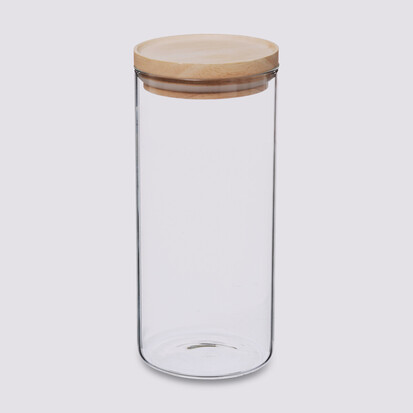 Bocal verre couvercle bois 1,3l Hermet