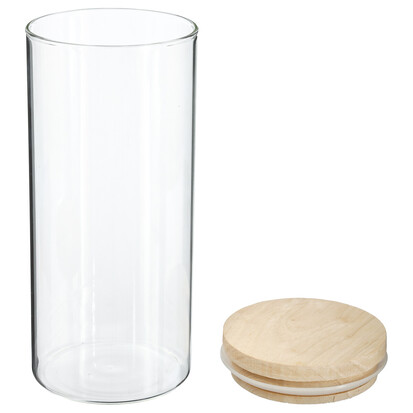 Bocal verre couvercle bois 1,3l Hermet