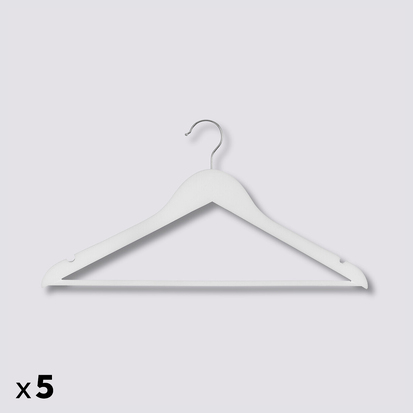 Lot de 5 cintres en bois, blanc Hang'up