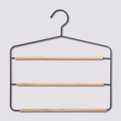 Cintre 3 pantalons en métal/bois 