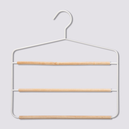 Cintre 3 pantalons en métal/bois 