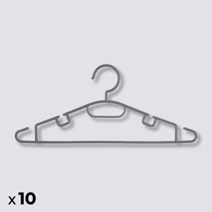 Lot de 10 cintres en plastique, gris Hang'up
