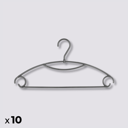 Lot de 10 cintres rotatifs, platisque gris Hang'up