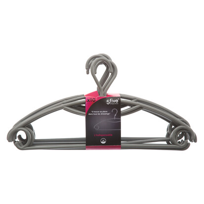 Lot de 10 cintres rotatifs, platisque gris Hang'up