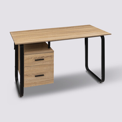 Bureau avec caisson - effet bois, noir Bava