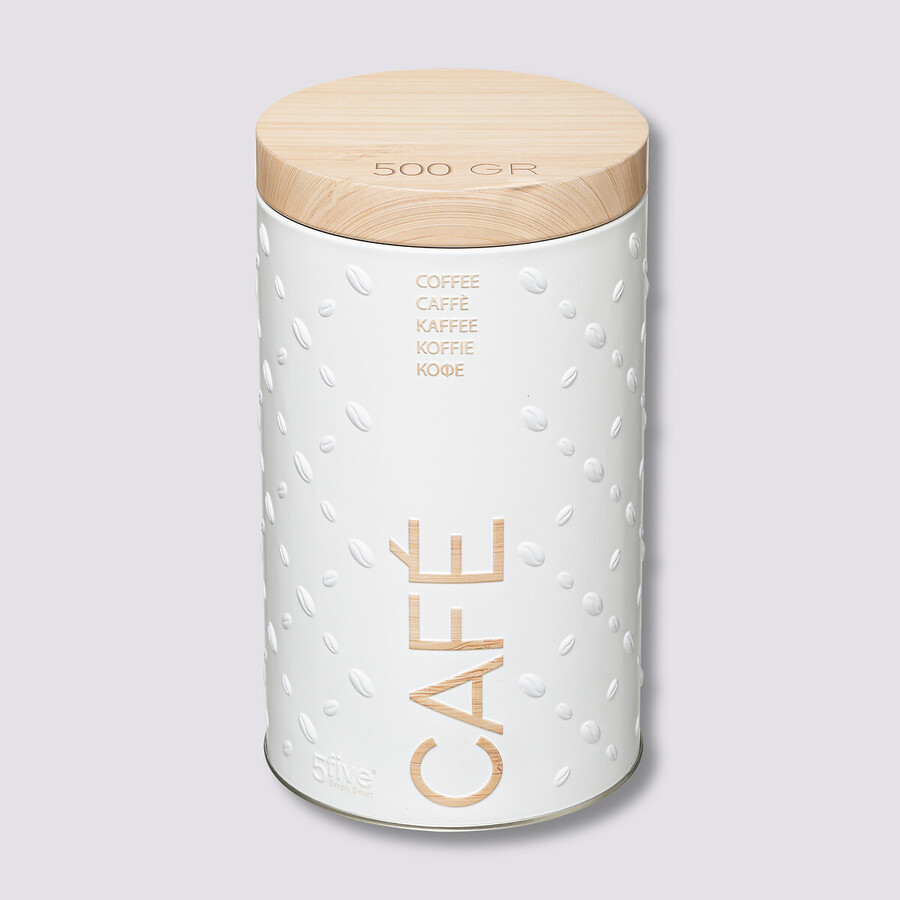 Boîte à café métal 500g, blanc Scandi nature