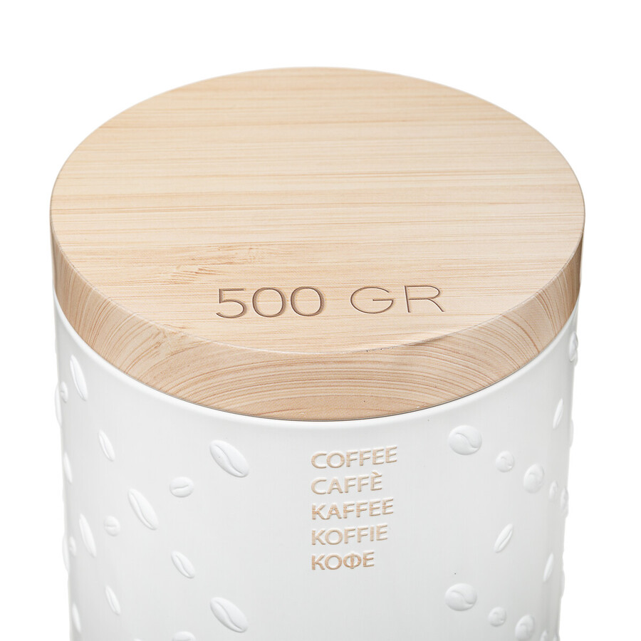 Boîte à café métal 500g, blanc Scandi nature