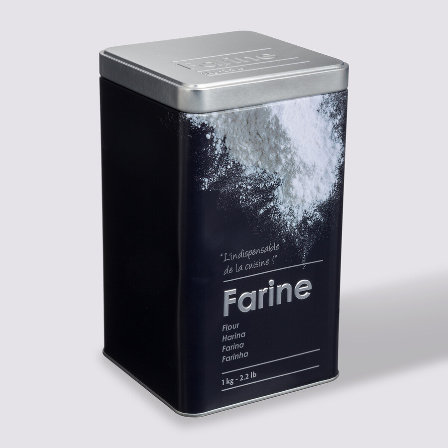 Boîte à farine 1kg métal, noir Black edition