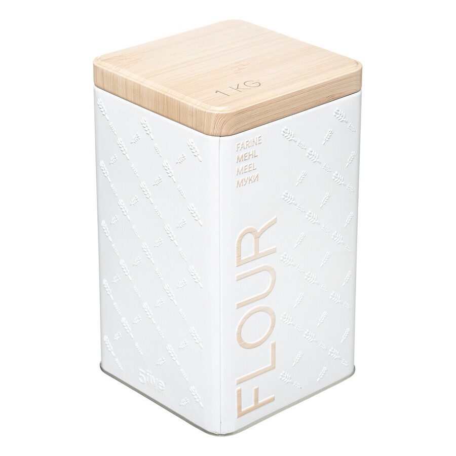 Boîte à farine 1kg métal, blanc Scandi nature