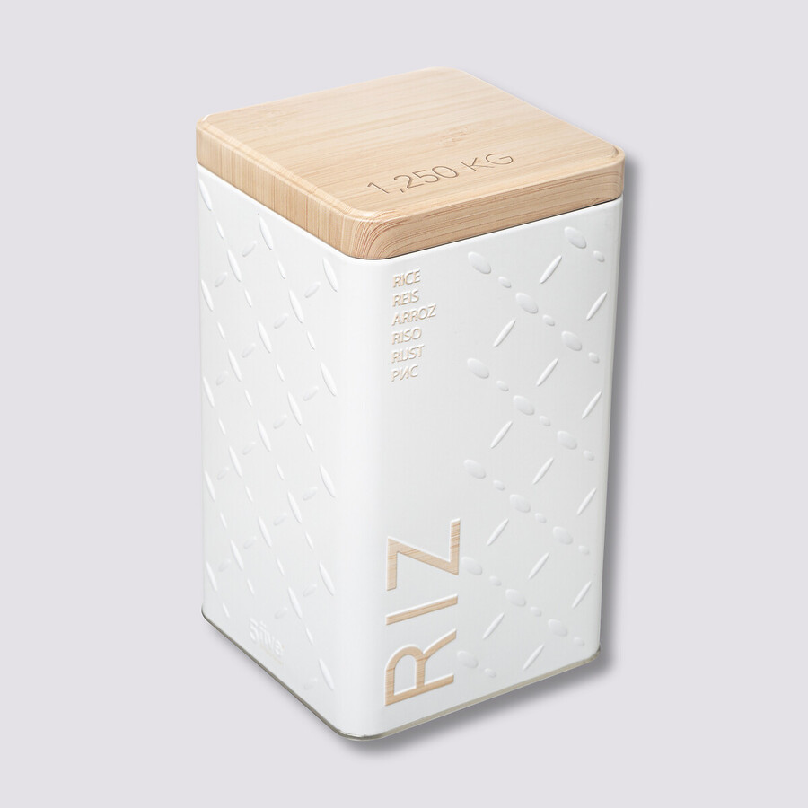 Boîte à riz en métal, blanc Scandi nature