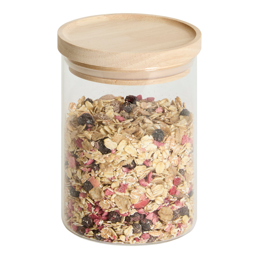 Bocal verre couvercle bois 0,6l Hermet