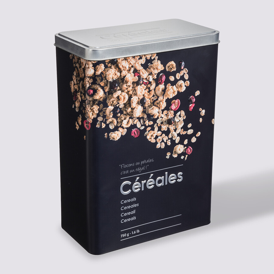 Boîte à céréales 750g métal, noir Black edition