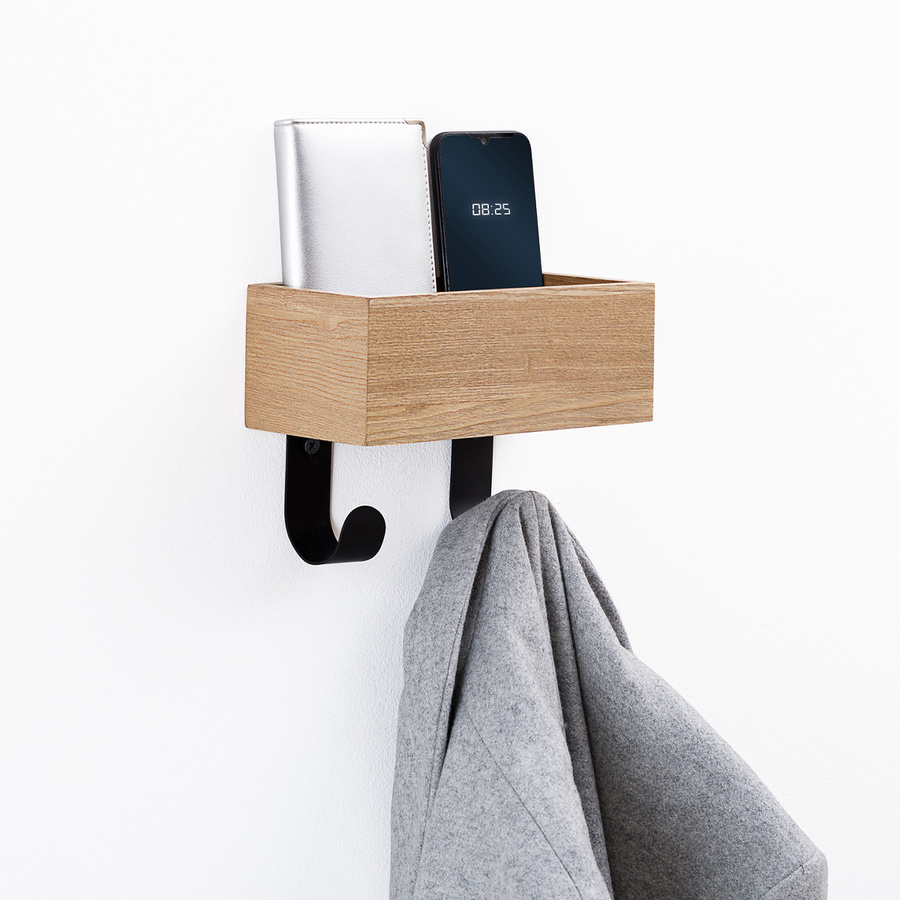 Patère 2 têtes vide poche, bois 