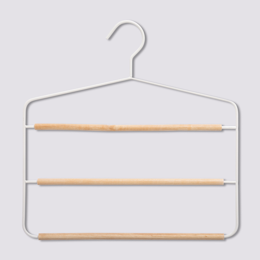 Cintre 3 pantalons en métal/bois 