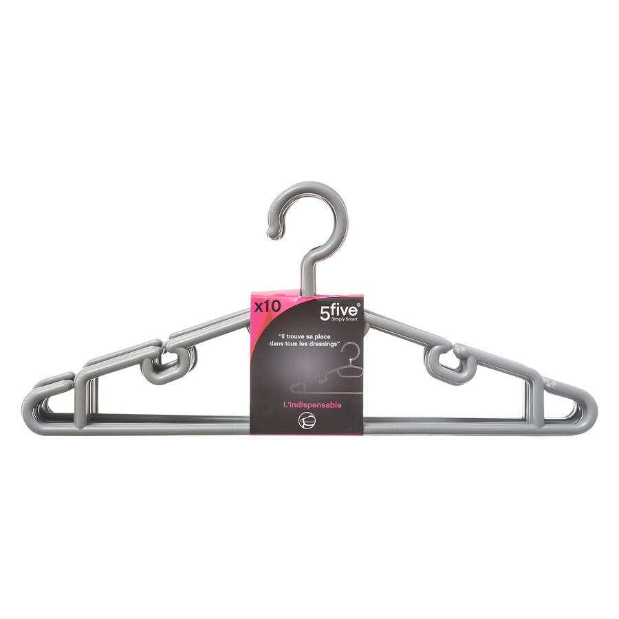 Lot de 10 cintres en plastique, gris Hang'up