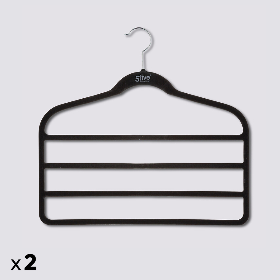 Lot de 2 cintres pantalon en feutrine, noir Hang'pant