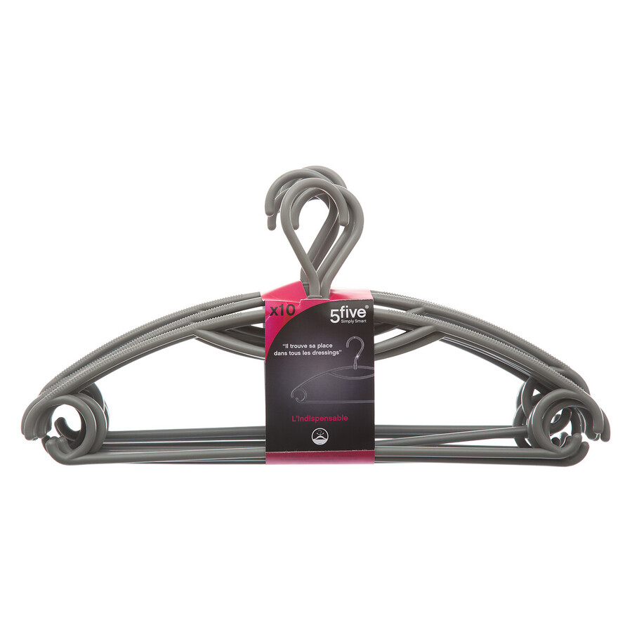 Lot de 10 cintres rotatifs, platisque gris Hang'up