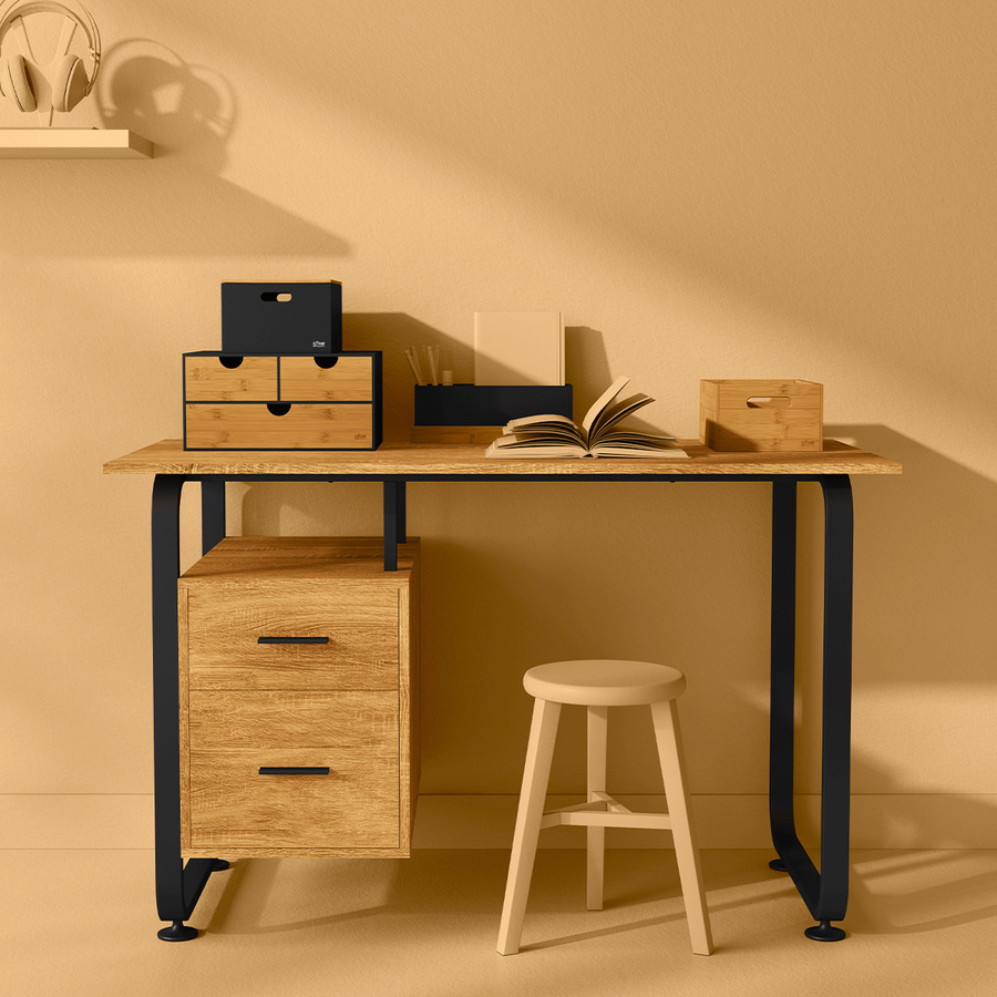 3 boîtes couvercle bambou, noir Bava