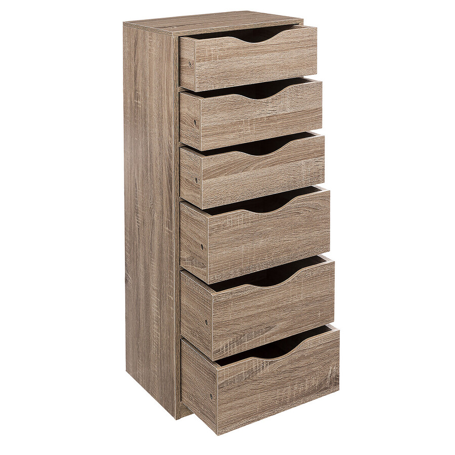 Caisson 6 tiroirs, effet bois naturel 