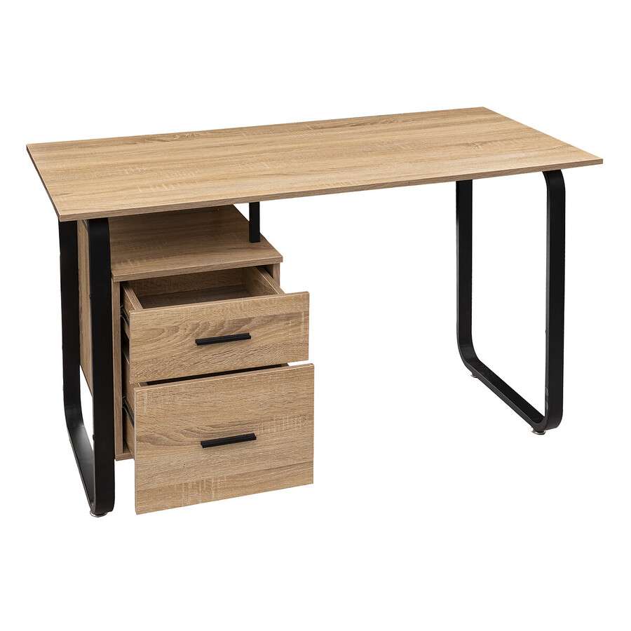 Bureau avec caisson - effet bois, noir Bava