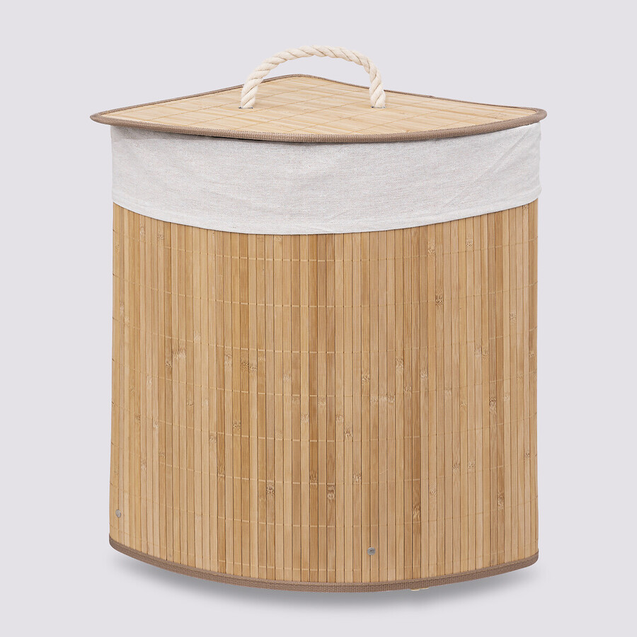 Panier à linge d'angle, 48l Bambou