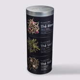 Boîte à thé 3 compartiments métal, noir Black edition