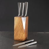 Bloc 5 couteaux, support acacia Silver précision