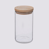 Bocal verre couvercle bois 1l Hermet