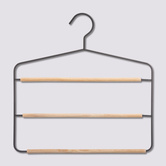 Cintre 3 pantalons en métal/bois 