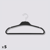 Lot de 5 cintres antidérapant, plastique noir Hang'up
