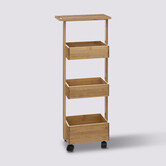 Desserte 4 niveaux à roulettes Bambou