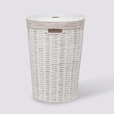 Panier à linge rond 40l, blanc Vannerie