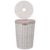 Panier à linge rond 40l, blanc Vannerie