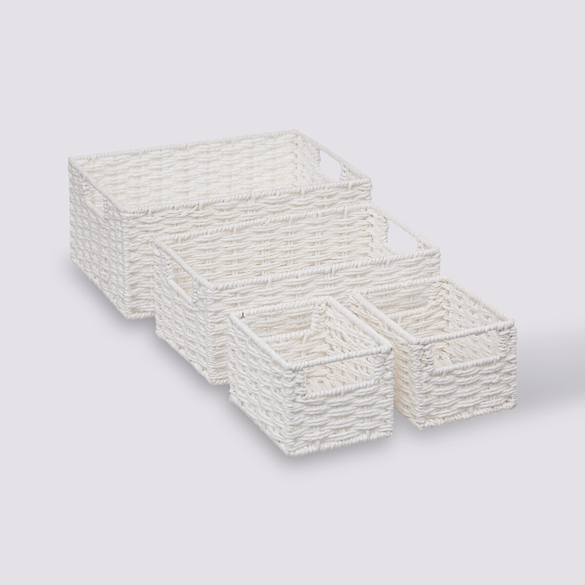 4 paniers de rangement, blanc Vannerie
