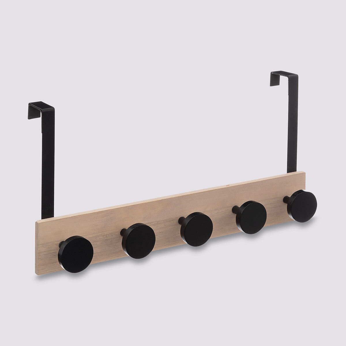 Patères accroches portes bois, noir Roundwood